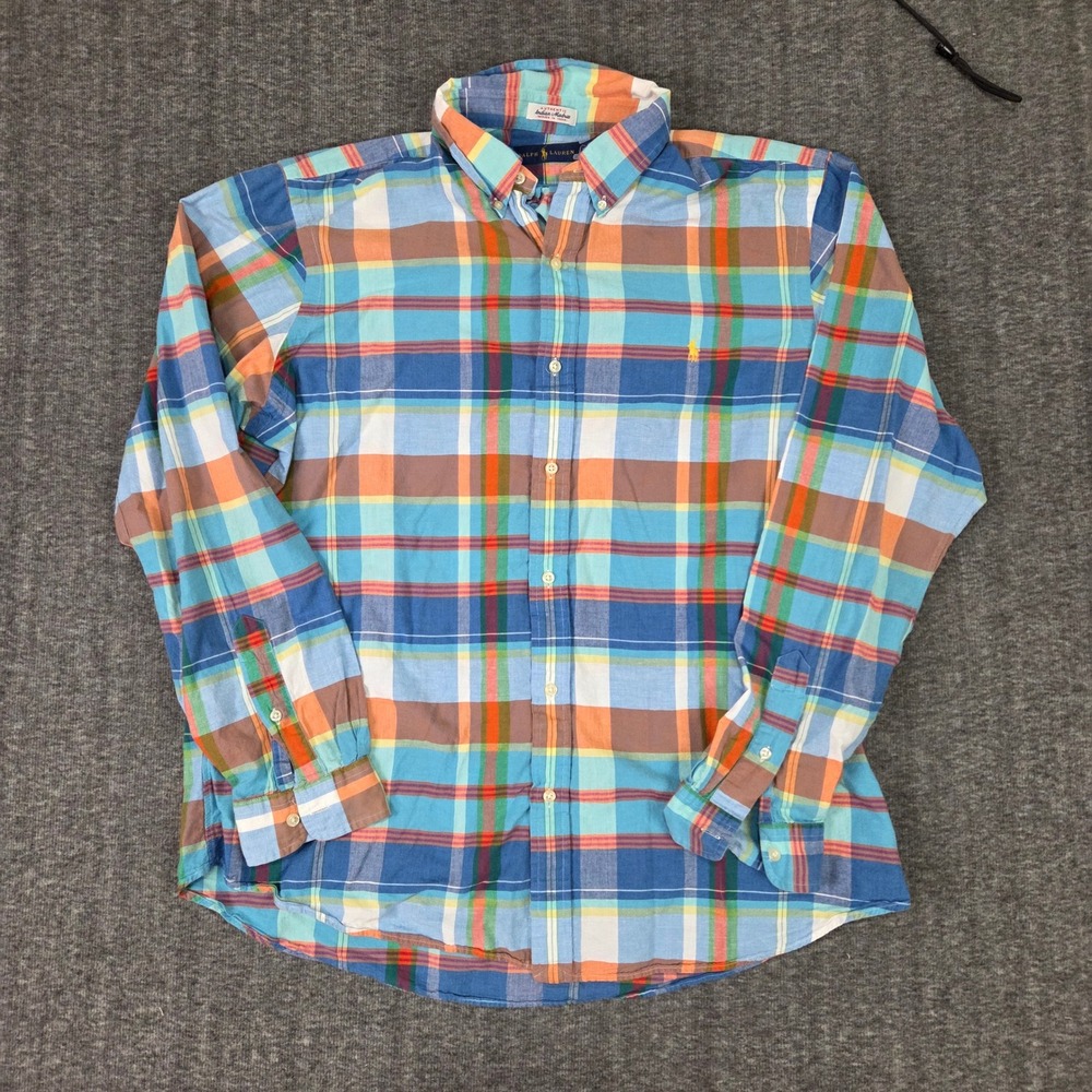 Ralph Lauren Shirt Men XL Authentic Indian Madras Plaid Button Down Normcore